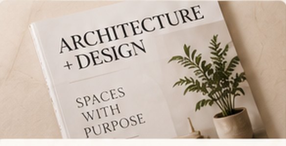 Open design magazine on a table