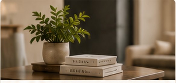 Plant and books on a low table
