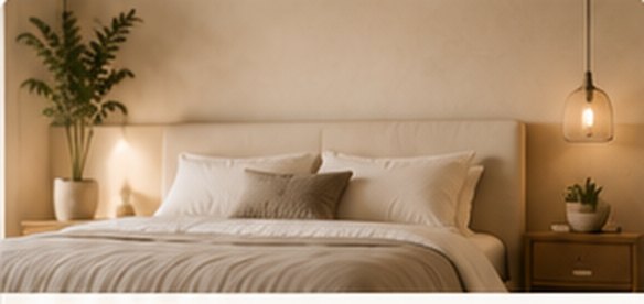 Warm bedroom with soft lighting