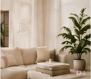 Sofa and table styled with books