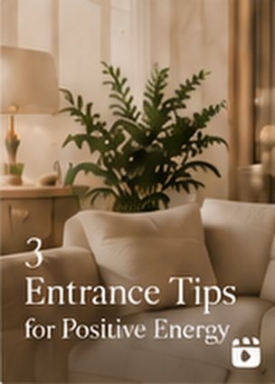 Entrance styled with plants and warm light